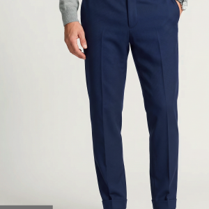 J.HAMPSTEAD Royal Blue Self Design Unstitched Trouser Fabric-1.25 metres / Matte-13-3