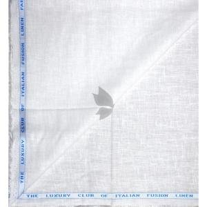 J.Hampstead Moretti 100% Pure Linen Fabric from "The Luxury Club of Italian Fusion Linen" with White Colour Plain Pattern Unstitched Shirt Fabric of 1.6 mts / VV2410