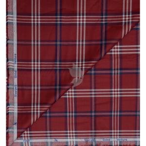 Siyaram's 100% Superfine Cotton Red (Crimson) colour with Checkered Pattern Unstitched Shirt Fabric of 1.6 Mts / VV2359M