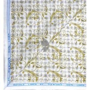 Siyaram's 100% Pure Linen 60 Lea Printed White colour Unstitched Shirt Fabric of 1.60 mts / VV2366I