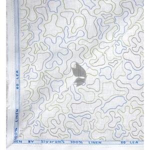 Siyaram's 100% Pure Linen 60 Lea Printed White colour Unstitched Shirt Fabric of 1.60 mts / VV2366A