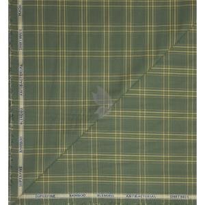 Siyaram's Bamboo Blended with Anti Bacterial benefits Checkered pattern Green Colour Unstitched Shirt Fabric of 1.6 Mts / VV2372T