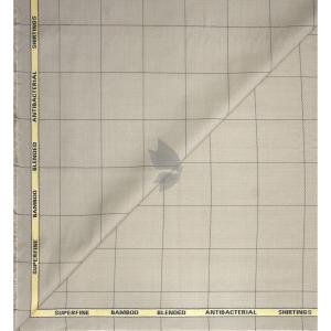 Siyaram's Bamboo Blended with Anti Bacterial benefits Checkered pattern Grey (Tan) Colour Unstitched Shirt Fabric of 1.6 Mts / VV2372S