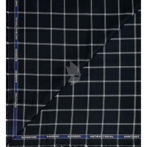 Siyaram's Bamboo Blended with Anti Bacterial benefits Checkered pattern Black Colour Unstitched Shirt Fabric of 1.6 Mts / VV2372X