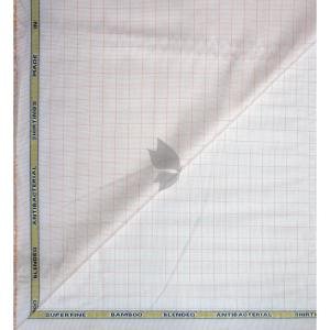 Siyaram's Bamboo Blended with Anti Bacterial benefits Checkered pattern Grey (Seashell) Colour Unstitched Shirt Fabric of 1.6 Mts / VV2372N