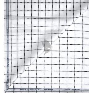 Raymond 100% Egyptian Giza Cotton (Premium Cotton) White Checkered Pattern Unstitched Shirt Fabric of 1.60 meters / VV2387G