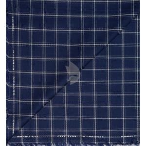 Raymond 100% Egyptian Giza Cotton (Premium Cotton) Dark Blue (Navy Blue) Checkered Pattern Unstitched Shirt Fabric of 1.60 meters / VV2387D