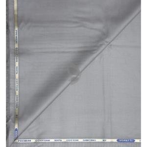 J.Hampstead Moretti Premium Egyptian Collection with 100% Giza Cotton Grey colour Plain Pattern Unstitched Shirt Fabric of 1.6 mts - Made In Italy / VV2460