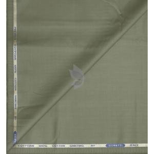 J.Hampstead Moretti Premium Egyptian Collection with 100% Giza Cotton Green colour Plain Pattern Unstitched Shirt Fabric of 1.6 mts - Made In Italy / VV2456