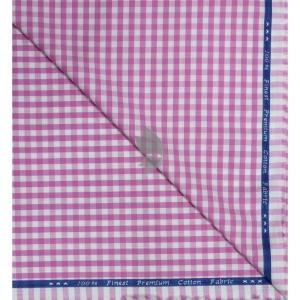 Siyaram's 100% Superfine Cotton Pink (Magenta) colour with Checkered Pattern Unstitched Shirt Fabric of 1.6 Mts / VV2462