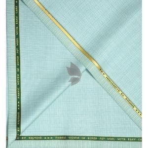 Raymond Super 70's Australian Merino Wool blended with 35% CATIONIC Checkered Pattern and Easy Care Green Colour Unstitched Suit Fabric of 3.25 Mts / VV2484