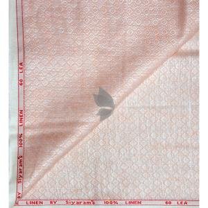 Siyaram's "Revista Collection" 100% Pure Royal Linen 60 Lea Jacquard Pink (Peach) colour Unstitched Shirt Fabric of 1.60 mts / VV2496