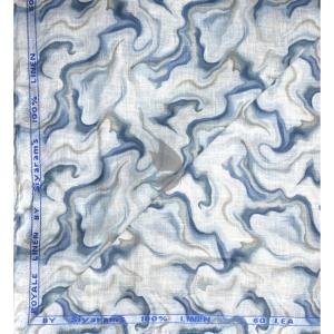 Siyaram's Royale Linen 100% Linen with 60 Lea count Digital Printed Blue Colour Unstitched Shirt Fabric of 1.6 Meters / VV2504