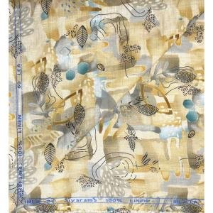 Siyaram's Royale Linen 100% Linen with 60 Lea count Digital Printed Beige Colour Unstitched Shirt Fabric of 1.6 Meters / VV2509