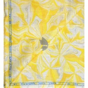 Siyaram's Royale Linen 100% Linen with 60 Lea count Digital Printed Yellow Colour Unstitched Shirt Fabric of 1.6 Meters / VV2507