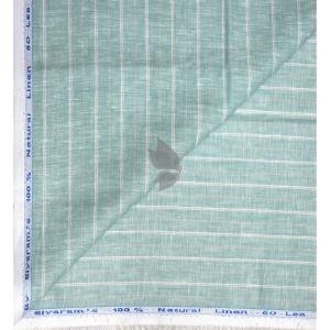 Siyaram's 100% Pure Linen 60 Lea Striped Green colour Unstitched Shirt Fabric of 1.60 mts / VV2519