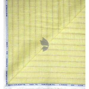 Siyaram's 100% Pure Linen 60 Lea Striped Green colour Unstitched Shirt Fabric of 1.60 mts / VV2517