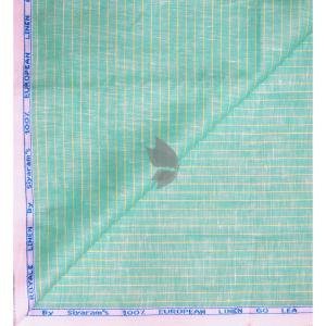 Siyaram's 100% Pure Linen 60 Lea Striped Green colour Unstitched Shirt Fabric of 1.60 mts / VV2516