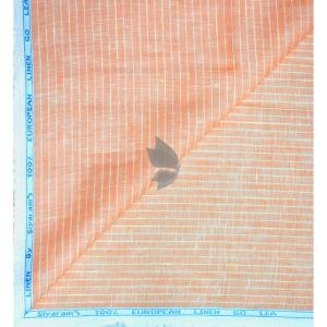 Siyaram's 100% Pure Linen 60 Lea Striped Pink (Peach) colour Unstitched Shirt Fabric of 1.60 mts / VV2515