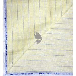 Siyaram's 100% Pure Linen 60 Lea Striped Yellow (Lemon) colour Unstitched Shirt Fabric of 1.60 mts / VV2510