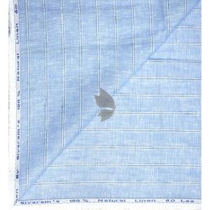 Siyaram's 100% Pure Linen 60 Lea Striped Blue colour Unstitched Shirt Fabric of 1.60 mts / VV2511