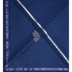 Raymond Super 70's Australian Merino Wool with Checkered Pattern Blue colour Unstitched Suit Fabric of 3.25 Meters / VV2571