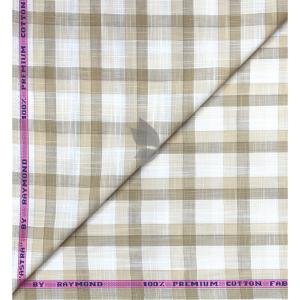 Raymond 100% Premium Cotton Beige Checkered Unstitched Shirt Fabric of 1.60 meters / VV2626