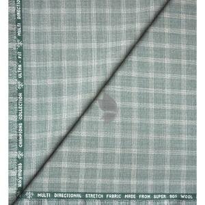 Raymond Champions Collection made from Super 90's wool stretch Green checkered unstitched trouser fabric of 1.25 Mts / VV2693