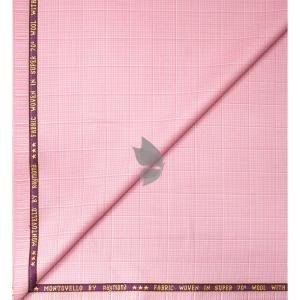 Raymond Montovello collection with Super 70's merino wool, Catonic blend, Viscose blend, easy care Pink Checkered unstitched trouser fabric of 1.25 Mts / VV2675