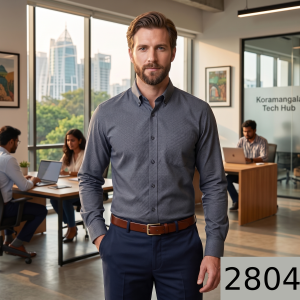 J.Hampstead Moretti Premium Egyptian Collection with 100% Giza Cotton Grey (Slate) colour Jacquard Pattern Unstitched Shirt Fabric of 1.6 mts / VV2804
