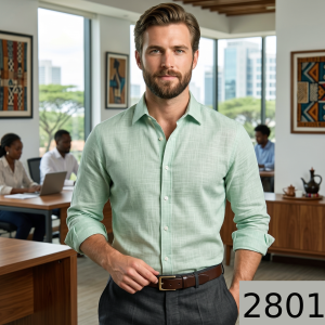 J.Hampstead Moretti Premium Egyptian Collection with 100% Premium Cotton Green colour Self design Pattern Unstitched Shirt Fabric of 1.6 mts / VV2801