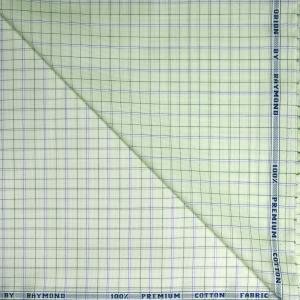 Raymond 100% Premium Cotton Green Checkered Unstitched Shirt Fabric - 1.60 metres / VV6746