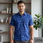 Siyaram's 100% Pure Linen 60 Lea Printed Blue Colour Unstitched Shirt Fabric - 1.60 Mts / VV1056