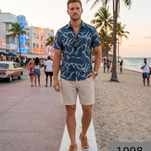 J.Hampstead Viscose Blended Crushable Blue (Slate) Colour Printed Unstitched Shirt Fabric - 1.60 Meters / VV1098