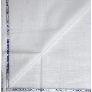 Weaves Empire 100% Linen Cotton White Unstiched Shirt Fabric - 1.6 Mts / VV1151