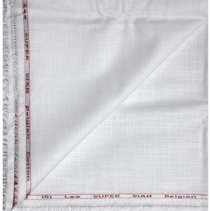 Weaves Empire 100% Linen Cotton White Unstiched Shirt Fabric - 1.6 Mts / VV1163