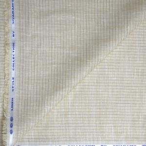 Siyaram's 100% Linen Cotton Dark Beige Striped Unstitched Shirt Fabric of 1.60 Mts / VV1172