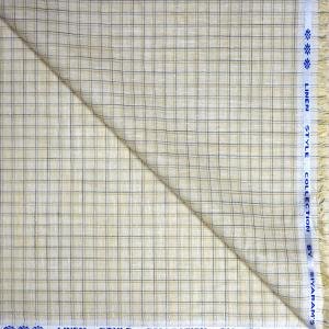 Siyaram's 100% Linen Cotton Beige Checkered Unstitched Shirt Fabric of 1.60 Mts / VV1179
