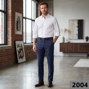 Raymond 100% Pure Wool (All Wool) Blue Color Striped with Stretch Unstitched trouser Fabric - 1.30 Mts / VV2004