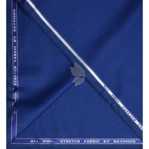Raymond 100% Pure Wool (All Wool) Royal Blue Color Checkered with Stretch Unstitched Trouser Fabric - 1.3 Mts / VV2008