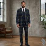 Raymond 100% Pure Wool (All Wool) Thick Green Broad Color Checkered Unstitched Suit Fabric - 3.5 Mts / VV2032