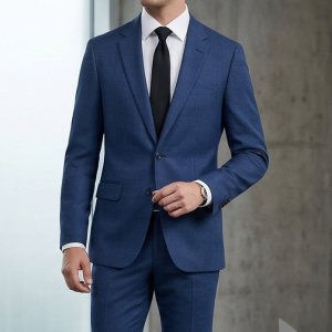 Raymond 100% Pure Wool (All Wool) Jacquard Blue Color Unstitched Suit Fabric - 3 Mts / VV2064