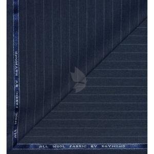 Raymond 100% Pure Wool (All Wool) Striped Blue Color Unstitched Trouser Fabric - 1.3 Mts / VV2079
