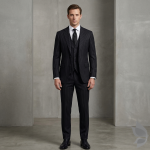 Raymond 100% Pure Wool (All Wool) Striped Navy Blue Color Unstitched Suit Fabric - 3.5 Mts / VV2085