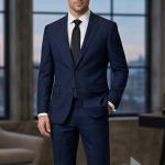 Raymond 100% Pure Wool (All Wool) Plain Blue Color Unstitched Suit Fabric - 3 Mts / VV2100