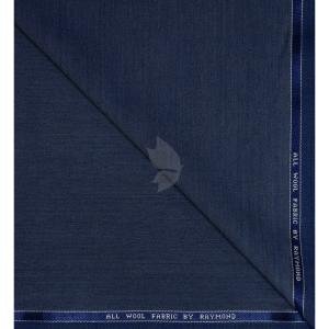Raymond 100% Pure Wool (All Wool) with HERRINGBONE Weaving Plain Blue Color Unstitched Trouser Fabric - 1.25 Mts / VV2101