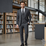 Raymond 100% Pure Wool (All Wool) with GABARDINE Weaving Plain Grey Color Unstitched Suit Fabric - 3.5 Mts / VV2111