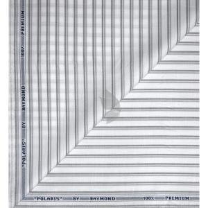 Raymond 100% Premium (Giza) Cotton Vertical Striped White colour Unstitched Shirt Fabric - 1.60 mts / VV2202