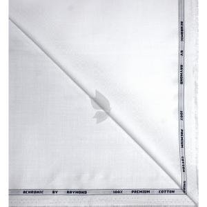 Raymond 100% Premium (Giza) Cotton Jacquard White colour Unstitched Shirt Fabric - 1.60 mts / VV2207