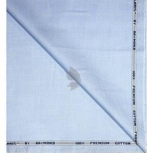 Raymond 100% Premium (Giza) Cotton Self Checkered Blue colour Unstitched Shirt Fabric - 1.60 mts / VV2212